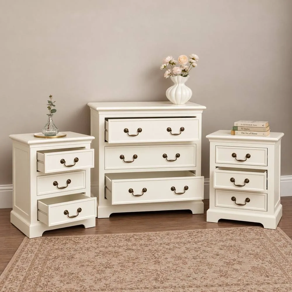 Melody Maison Chest & Pair of Bedside Tables - Charlotte Ivory Range 6