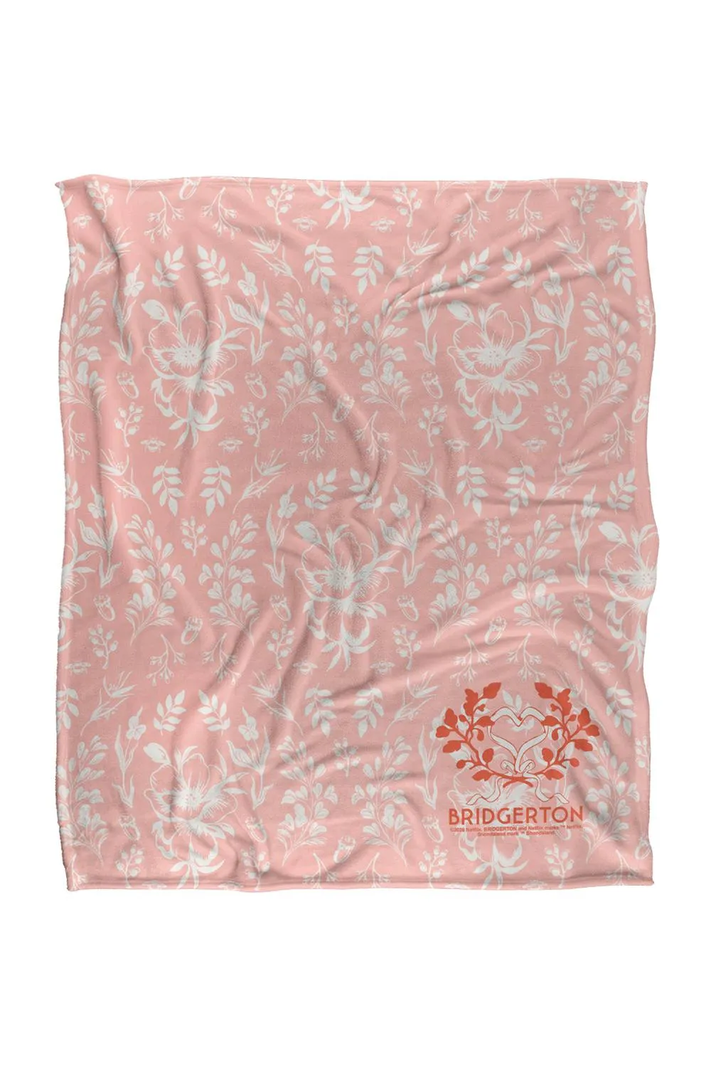 Netflix Bridgerton Heart Rings & Ribbon Soft Throw Blanket 152 X 127 Cm
