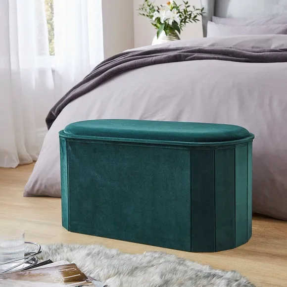 Recycled Velour Lozenge Ottoman with Tray 1