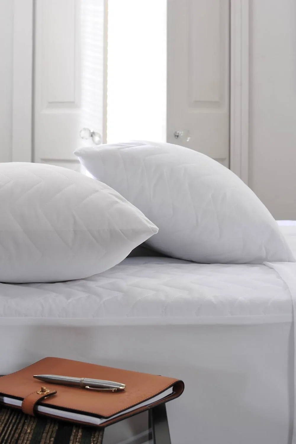 The Lyndon Company Waterproof Quilted Pillow Protector Pair | Deyongs 1846 in White 4