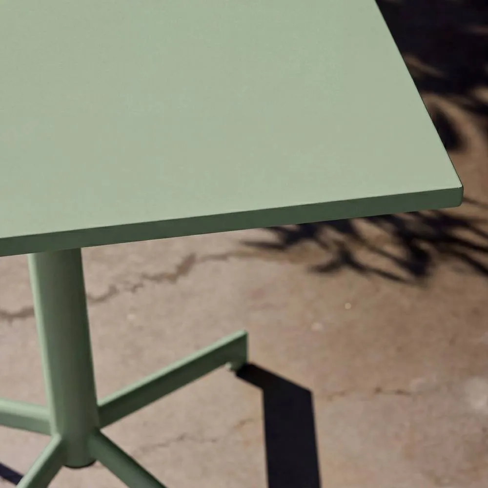 sweeek Square folding bistro garden table, steel seats 2 in Light Green 6
