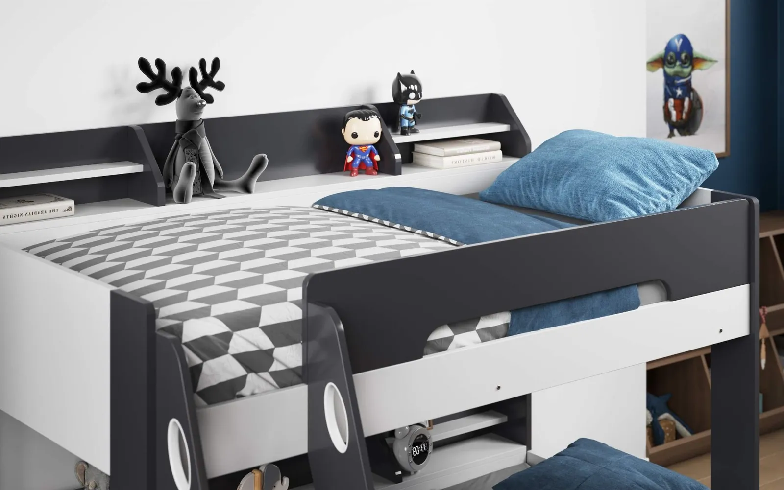 Flair Flick Triple Bunk Bed with Storage in Grey 3