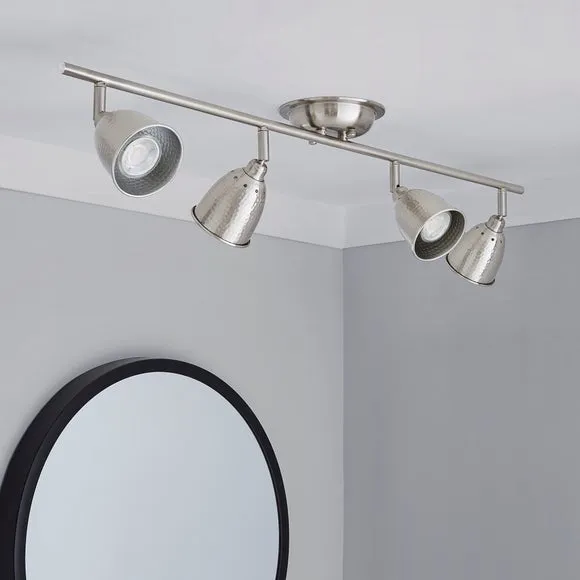 Filbert 4 Light Hammered Chrome Semi Flush Spotlight Bar 2