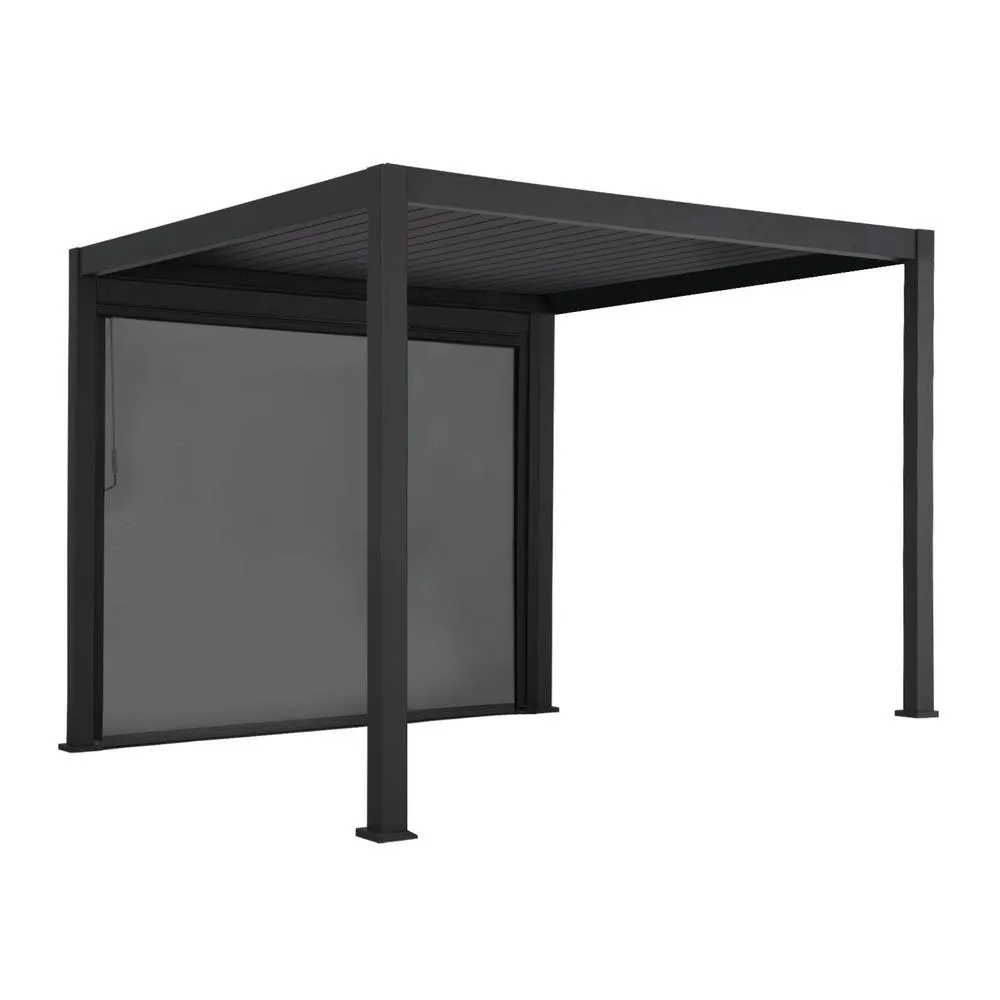 sweeek Louvered pergola aluminium 3 x 3m V2 + 3m blind in Dark Grey 2