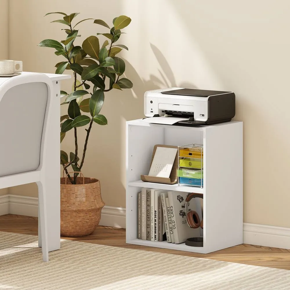 Costway 2-Cube Bookcase Modern Open Bookshelf w/ 5-Position Adjustable Shelf in White 4