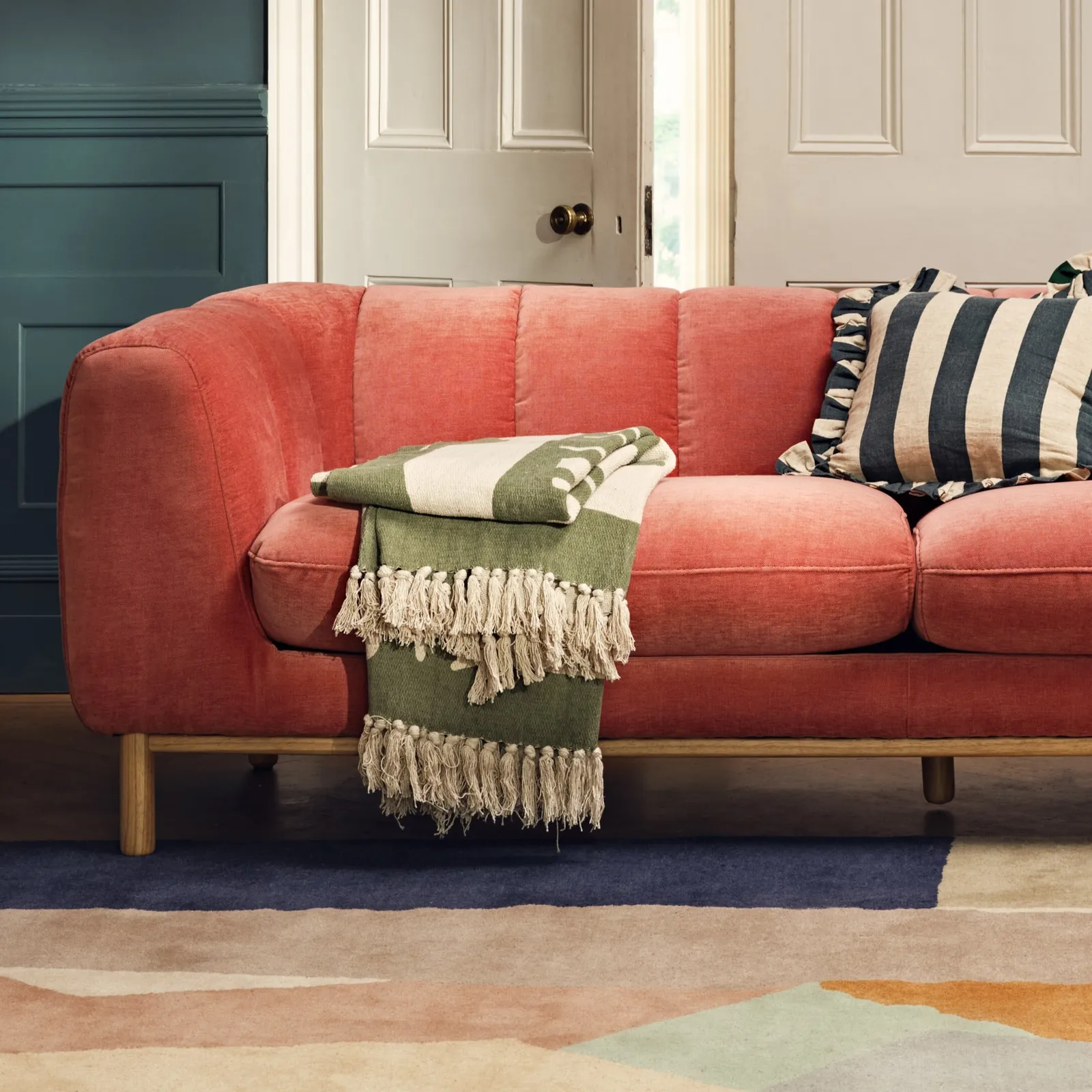 Forest Green Recycled Cotton Throw Blanket Cotton Blend | Barker & Stonehouse 2