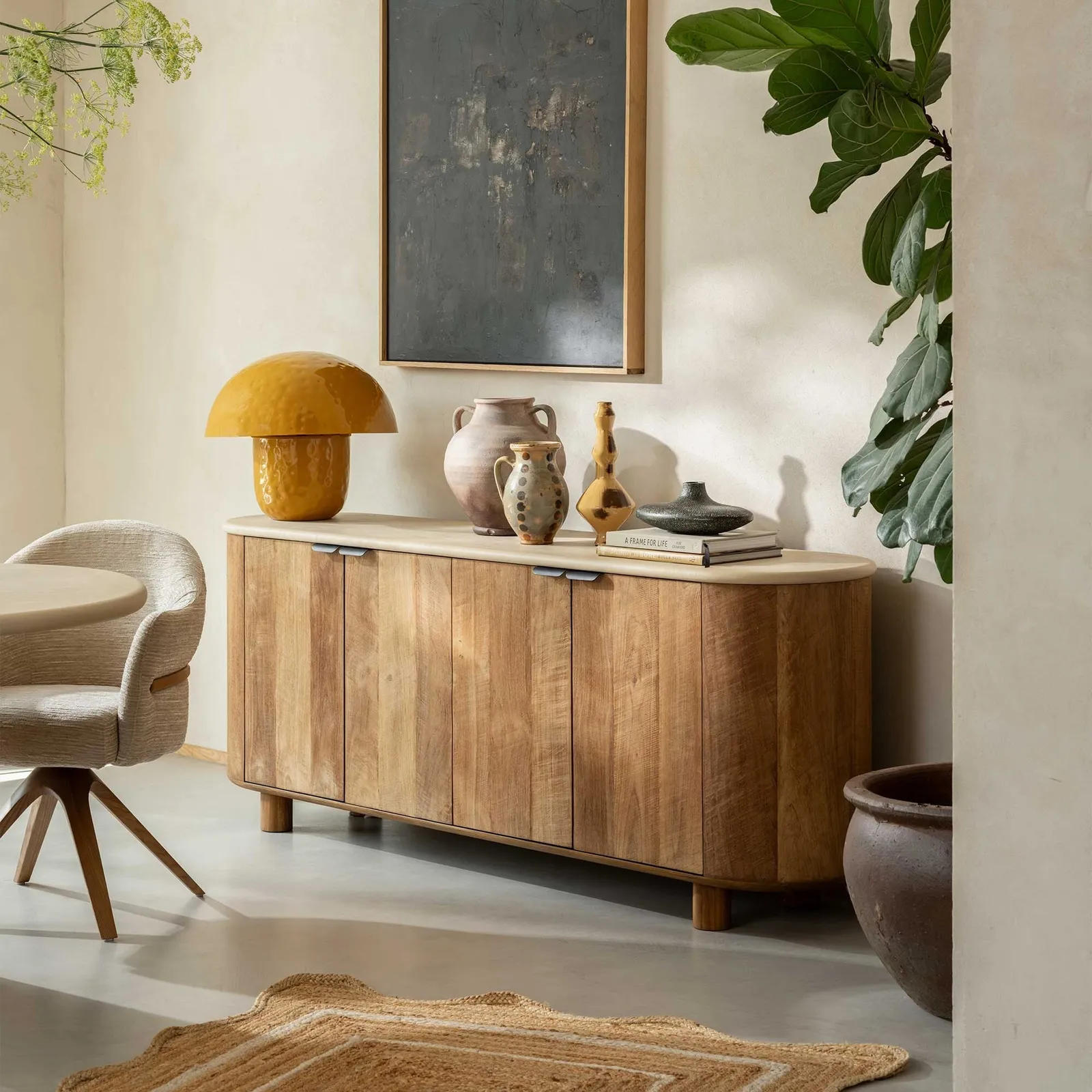 Old Java Panama 4 Door Dresser 200X45X77Cm, Brown Stone Effect | Barker & Stonehouse 2