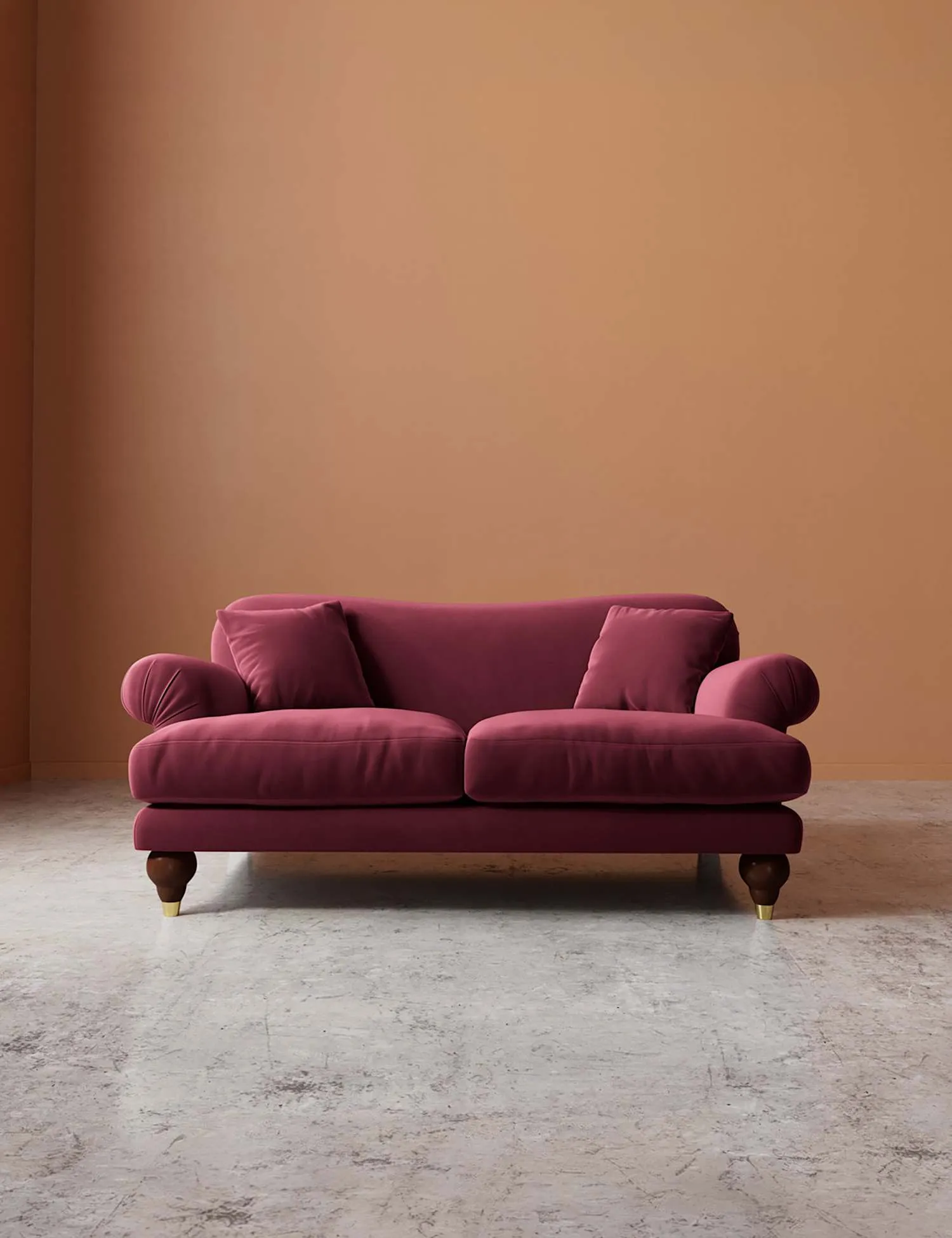 Swoon Willows Easy Velvet 2 Seater Sofa Burgundy