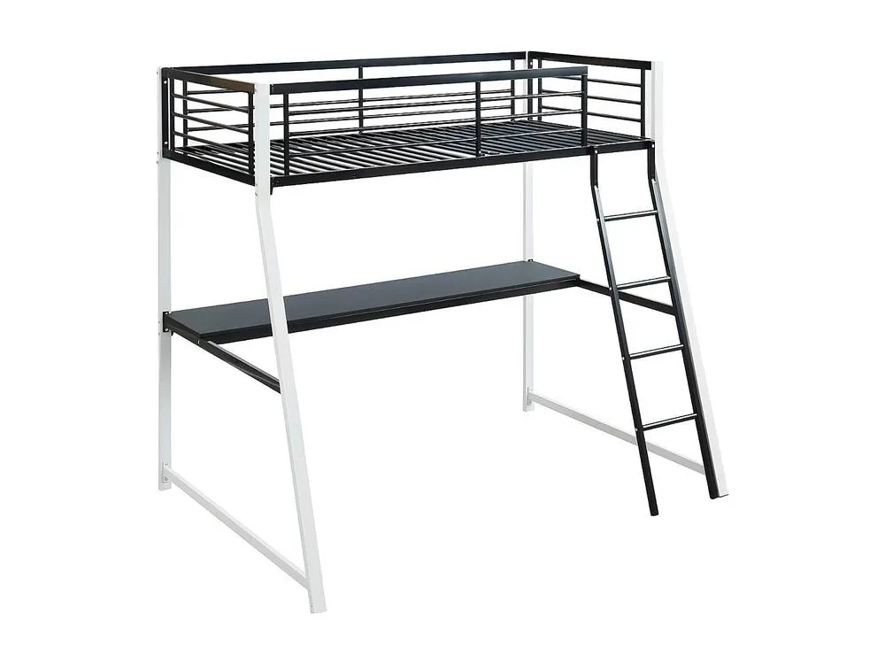 Vente-unique High Sleeper Bed 90 X 190 Cm - Integrated Desk - Black & White 4