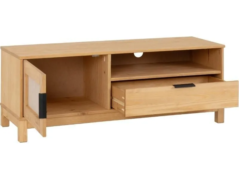 Seconique Corona Rattan 1 Door 1 Drawer TV Unit in Natural 4