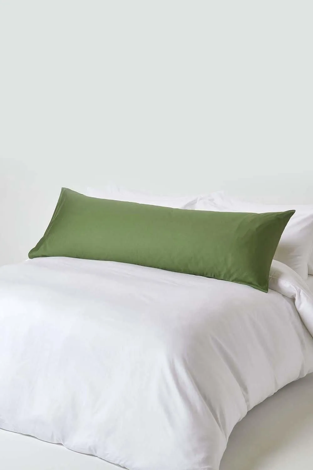 Homescapes Sateen Cotton Housewife Pillowcase 400 TC, Body Pillowcase in Green 2