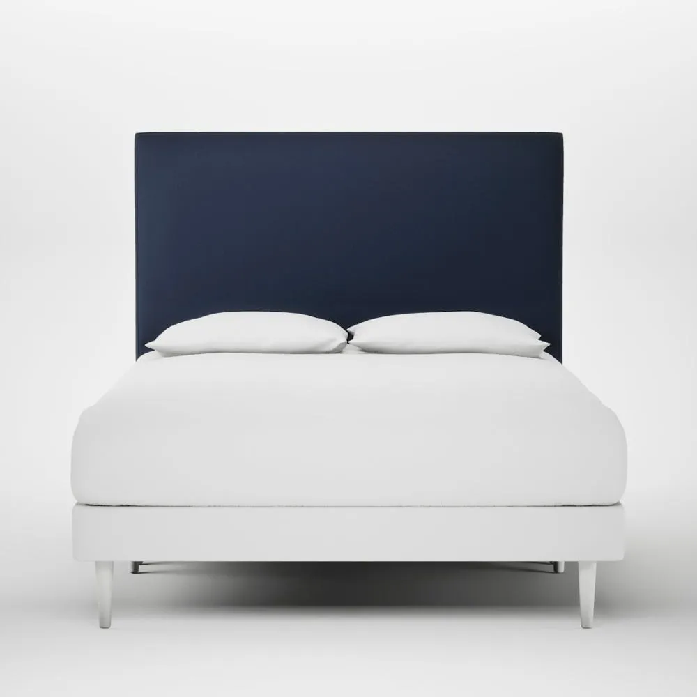 Heal's Newman Headboard Lift Storage King Smart Cotton Linen Indigo