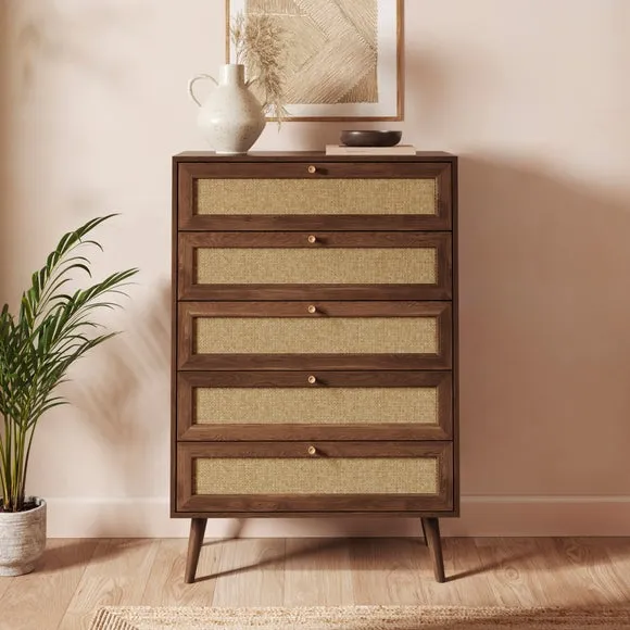 Jordyn 5 Drawer Chest, Mango Wood Effect 1