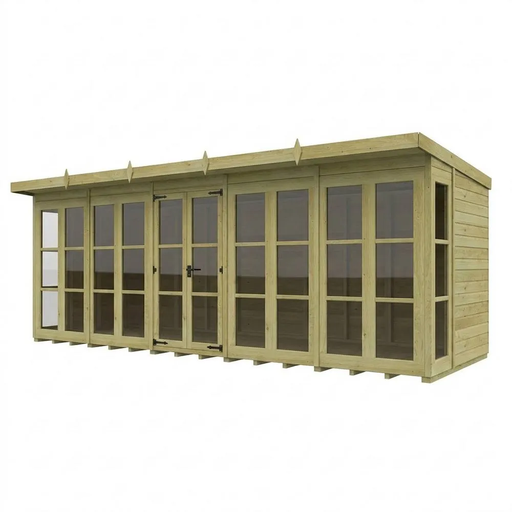 Buttercup Farm 20ft x 6ft Georgian Pent Summer House - Pressure Treated Timber in Brown