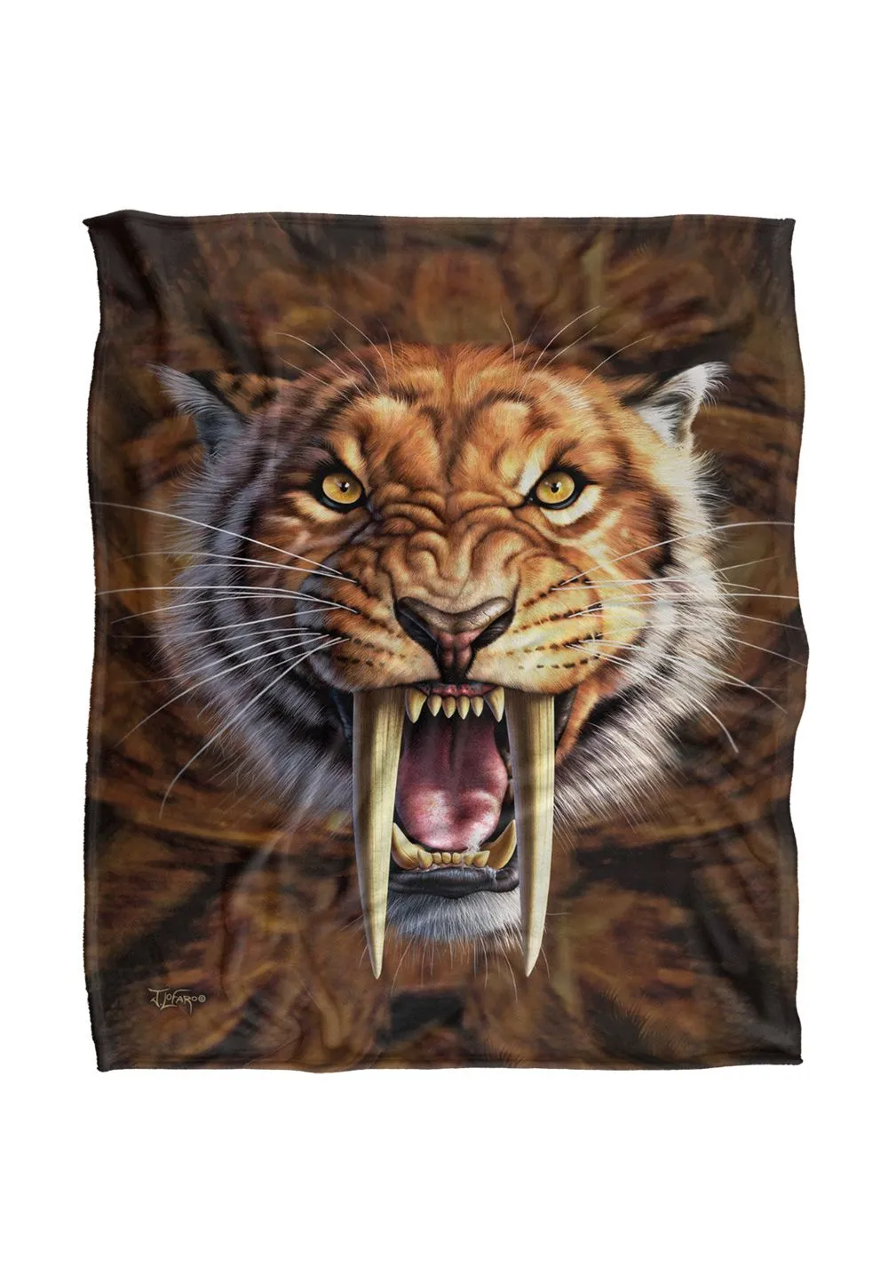 JQ Licensing Jlo Saber-Toothed Tiger Silky Touch Super Soft Throw Blanket 152 X 127 cm in White