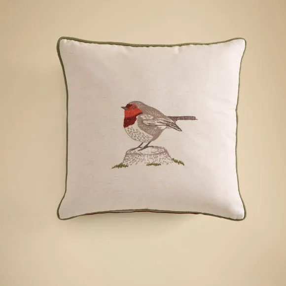 Embroidered Robin Tartan Square Cushion 3