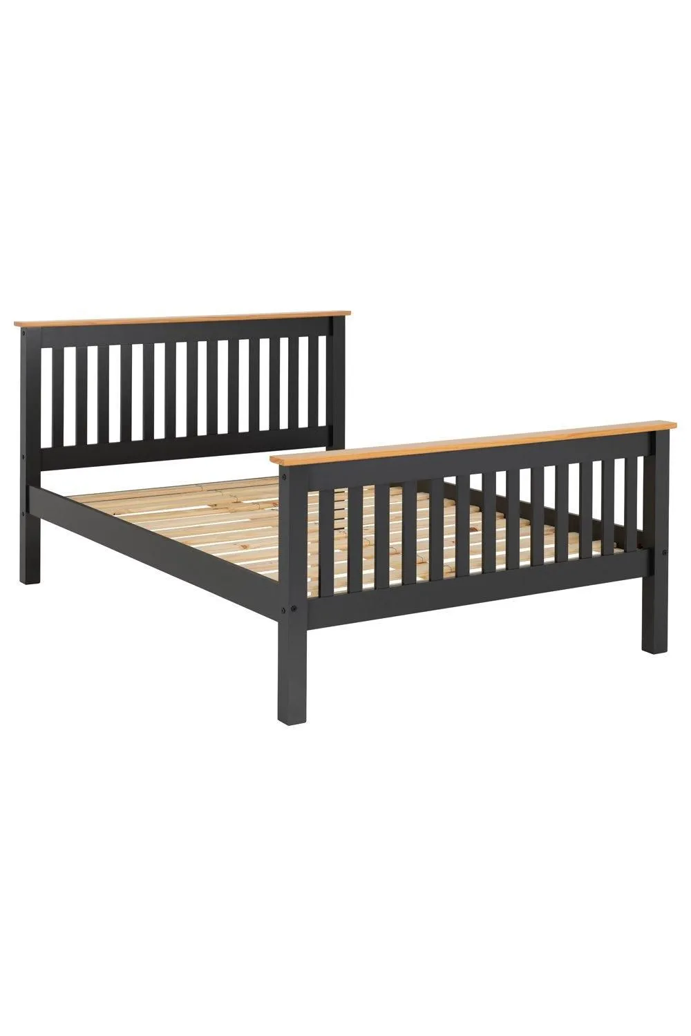 Seconique Monaco 4'6" Double Bed High Foot End in Dark Grey 2