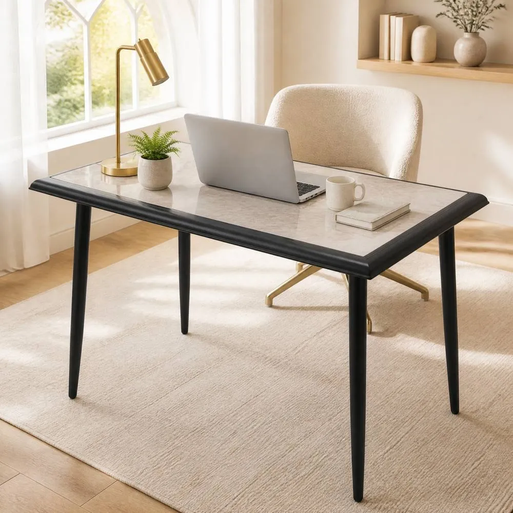 Costway Sintered Stone Dining Table 44" Rectangular Kitchen Table-Grey in Grey 3