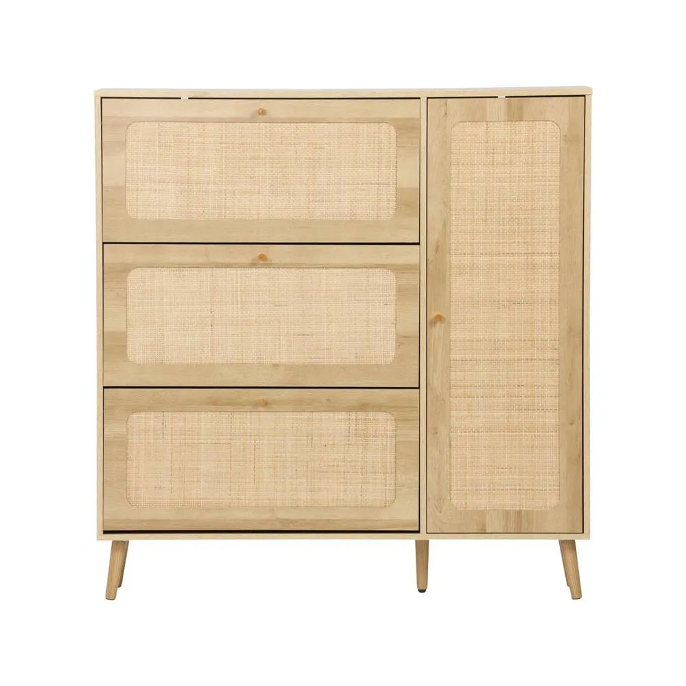 sweeek Canework shoe cabinet with 3 drawers in Beige 4