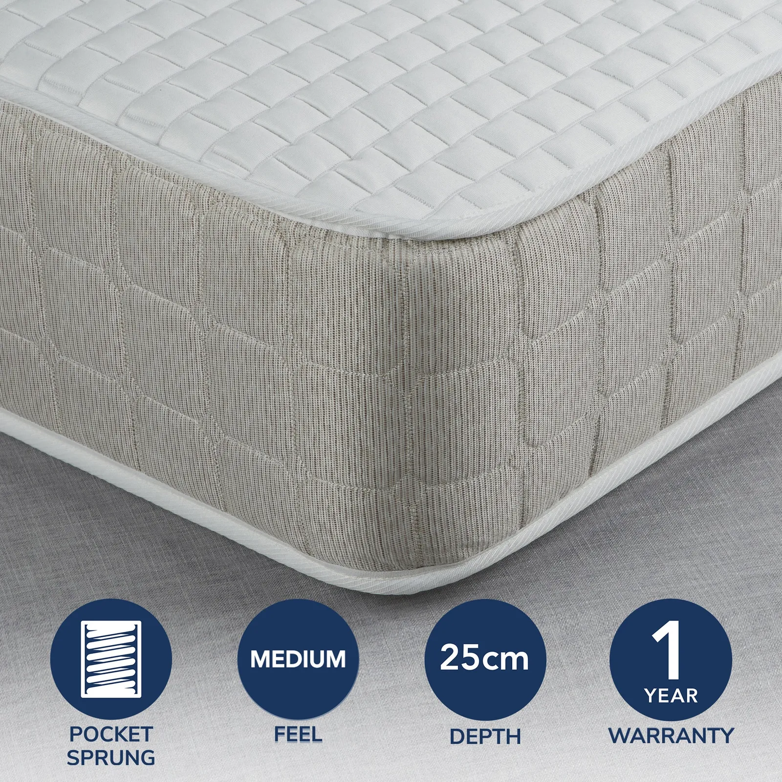 Fogarty Medium Luxe Memory Foam and 1000 Pocket Spring Mattress White