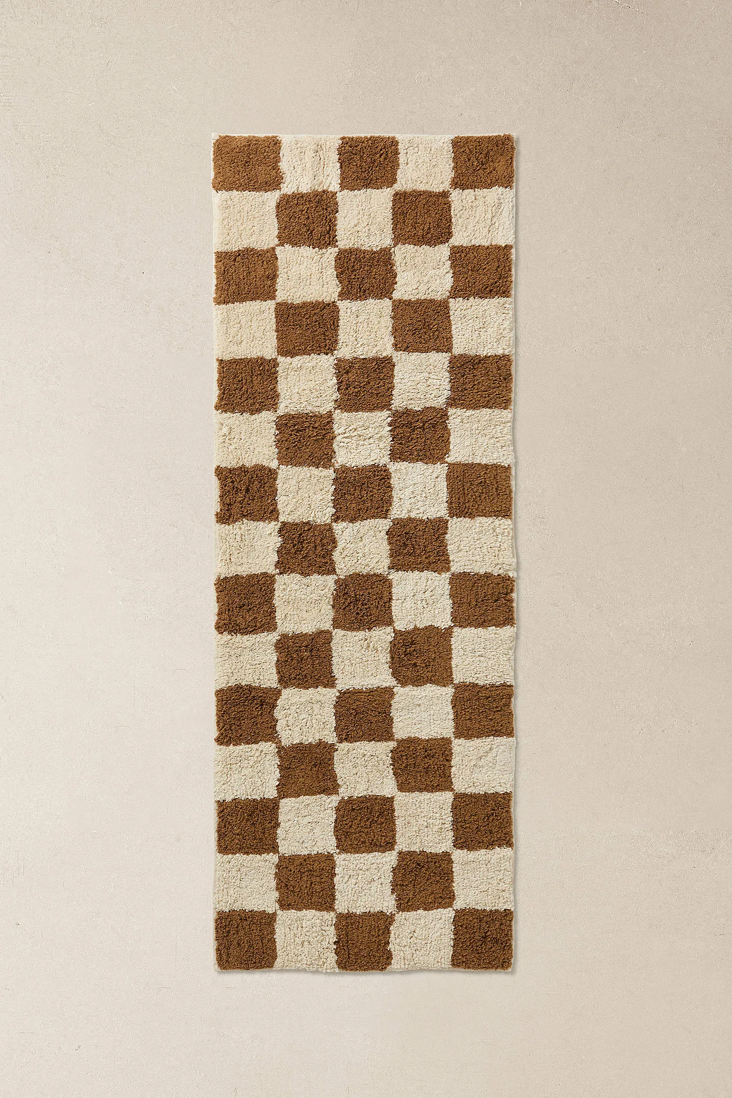 Shaggy Check Terracotta 2X6ft / 60x180cm Rug - Rust