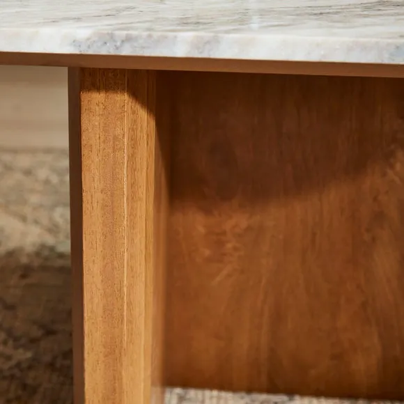 Arya Coffee Table, Mango Wood and Real Marble 3