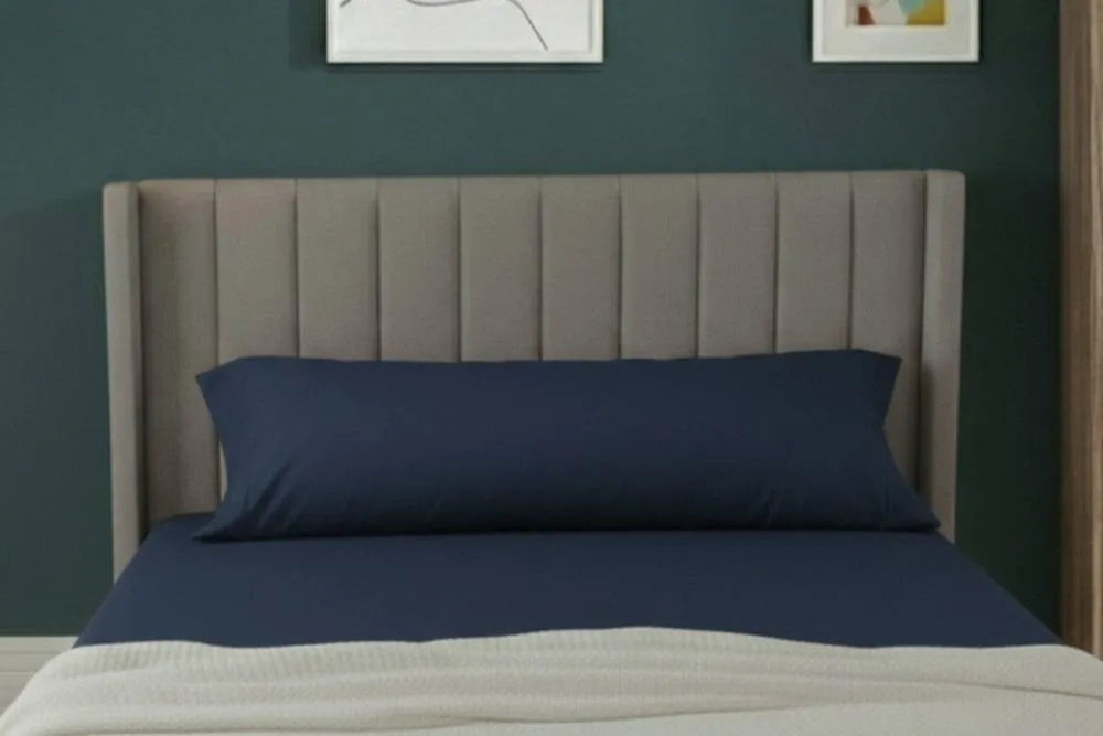 Snug City Bolster Support Pillow Pillowcase Plain Dyed Pillow Linen Easy Care in Navy