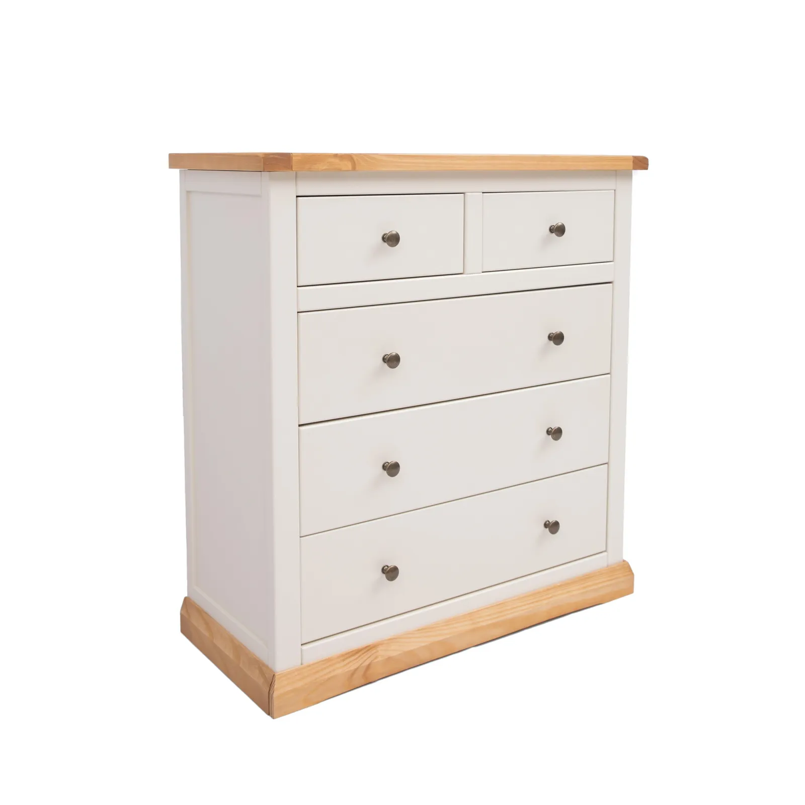 Cabinet Bits Trevi 5 Drawer Chest of Drawers Brass Knob in Off-White