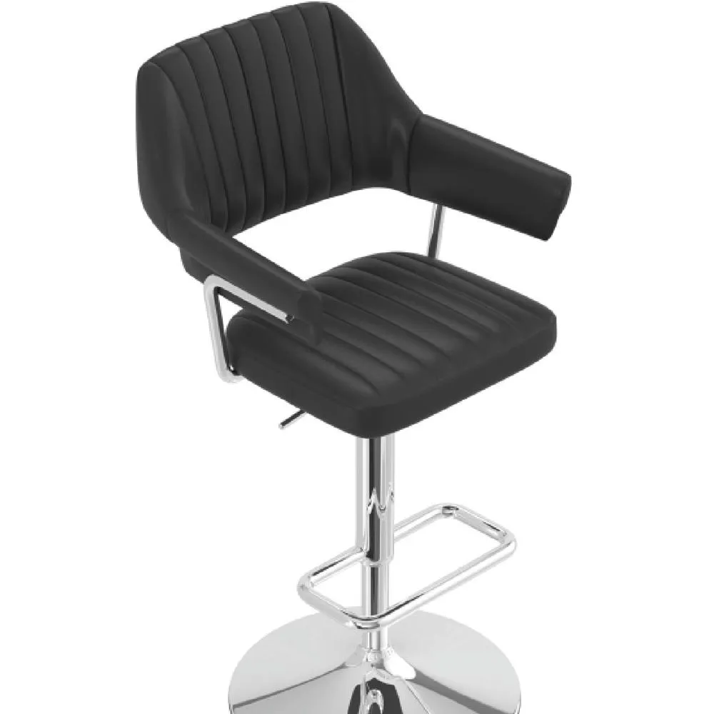 netfurniture Vibe Retro Adjustable Bar Stool Faux Leather Chrome Frame in Black 6