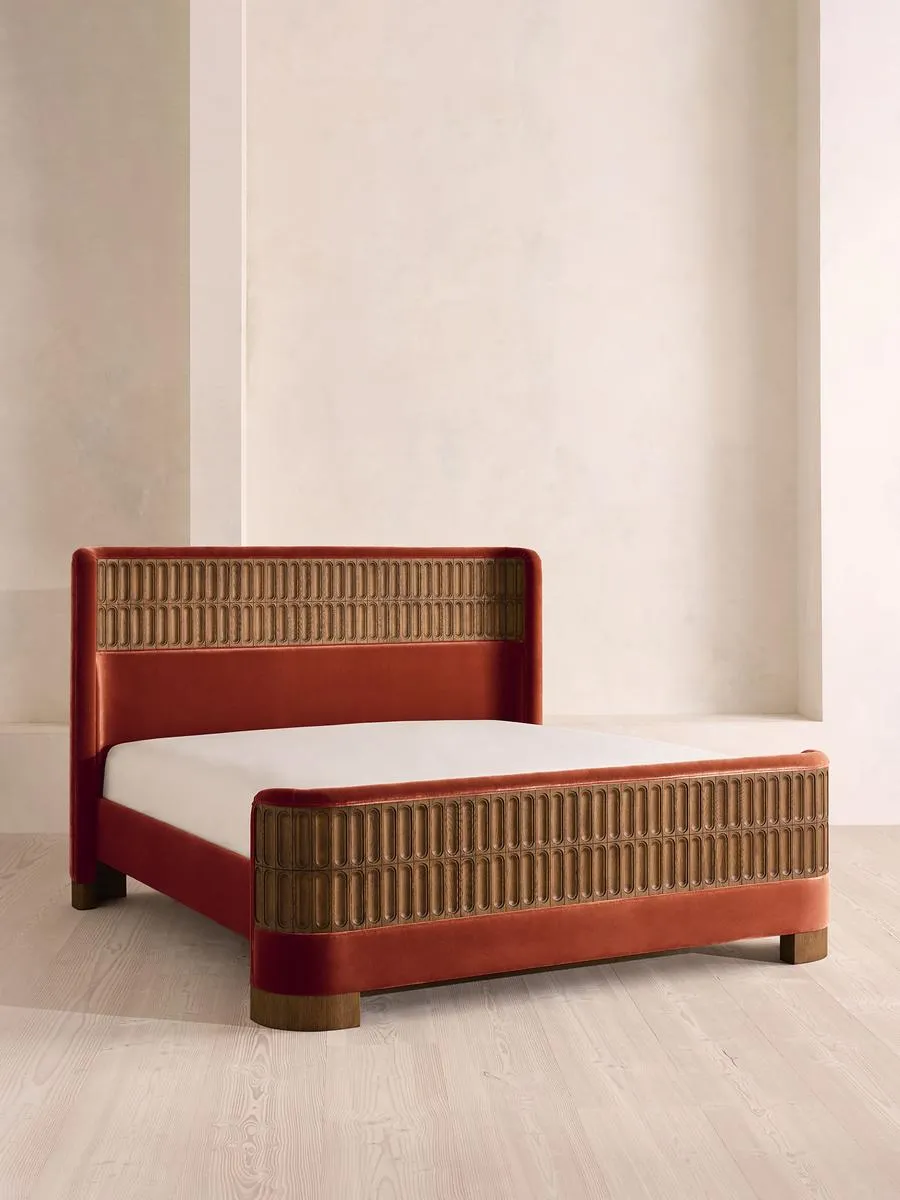 Devon Bed, King, Velvet, Rust