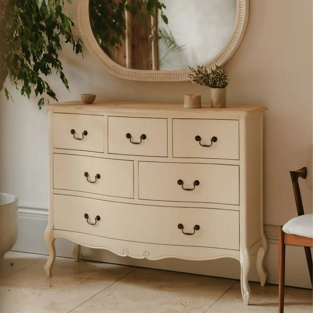 Statement Furniture Juliette Vintage Chic 6 Drawer Chest of Drawers in Ivory