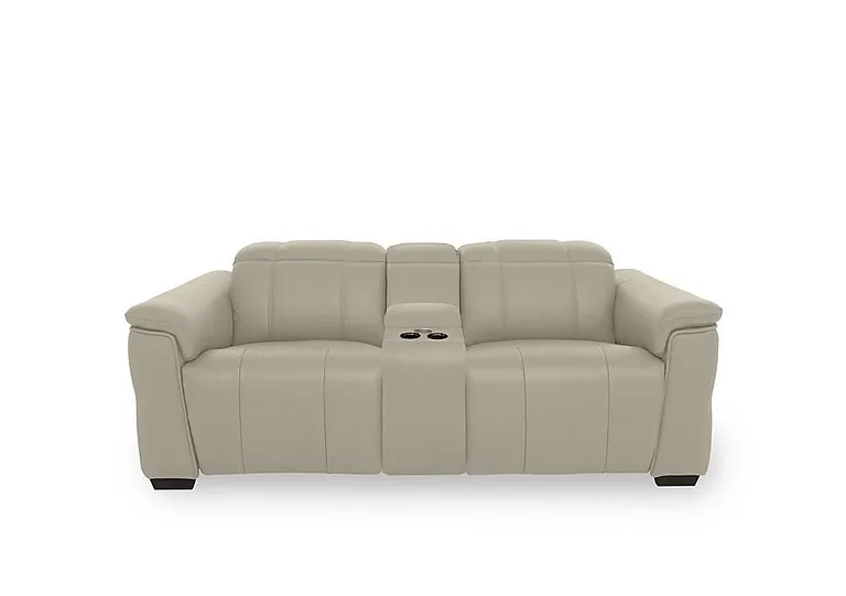 Inca NC Leather 2 Seater Power Recliner Sofa with Pop Up Light Console and Power Headrests - Oyster