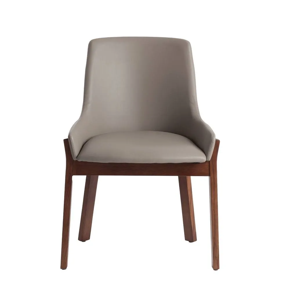 Angel Cerda Dark Mink Leatherette Dining Chair with Walnut Legs in Beige 2