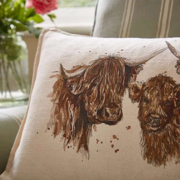 Highland Cow Cotton Rectangle Cushion 4