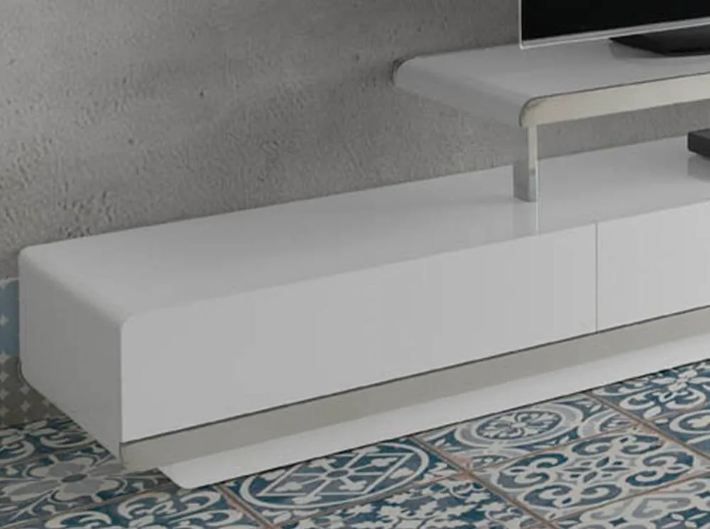 Angel Cerda White MDF TV Stand with Chromed Stainless Steel Base 4