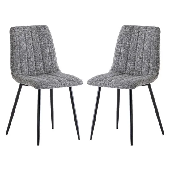 Virgo Grey Fabric Dining Chairs In Pair