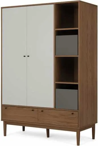 Campton Triple Wardrobe, Dark Stain Oak & Grey