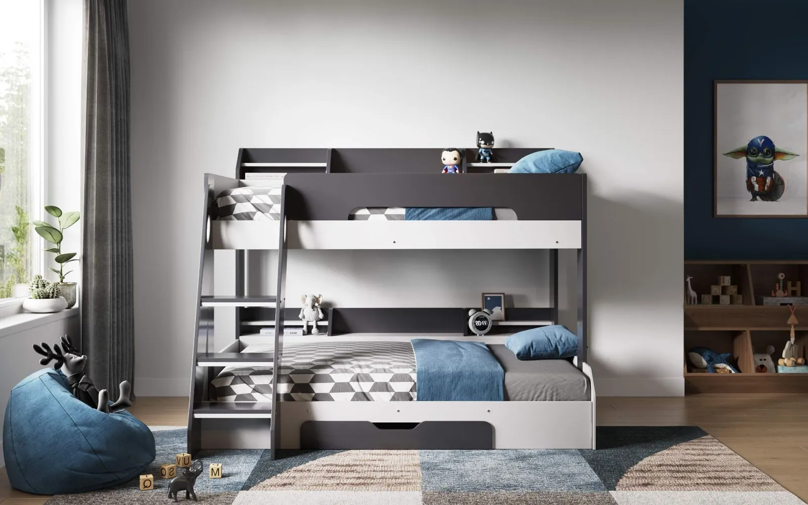 Flair Flick Triple Bunk Bed with Storage in Grey 2