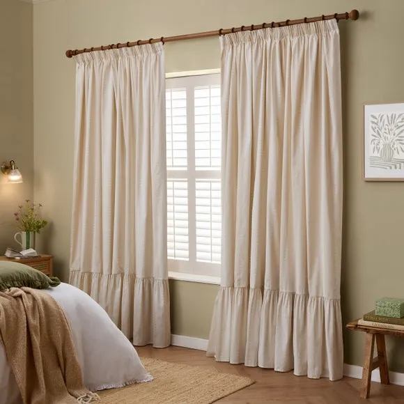 Furn. Birdie Stripe Pencil Pleat Curtains 1