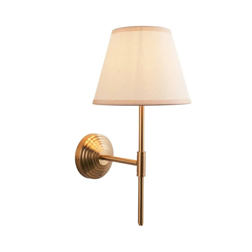 Netlighting Obelisk T Bar Wall Light Fabric Ivy Shade 20cm B22 in White
