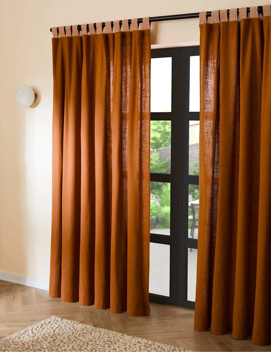 MADE Pure Cotton Hadlo Curtains With Velvet Loops Brown