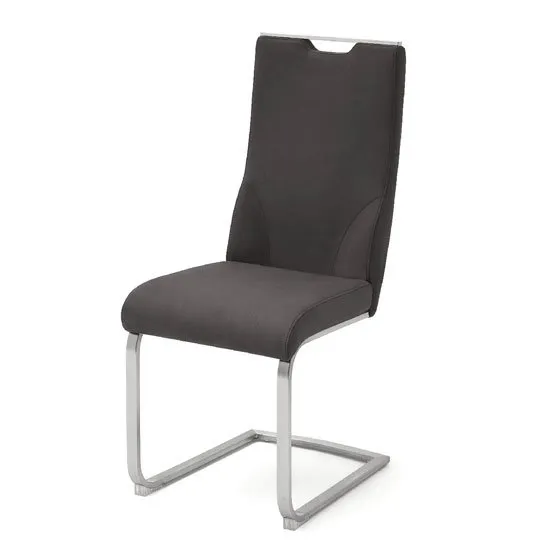 Jiulia Leather Cantilever Dining Chair In Anthracite