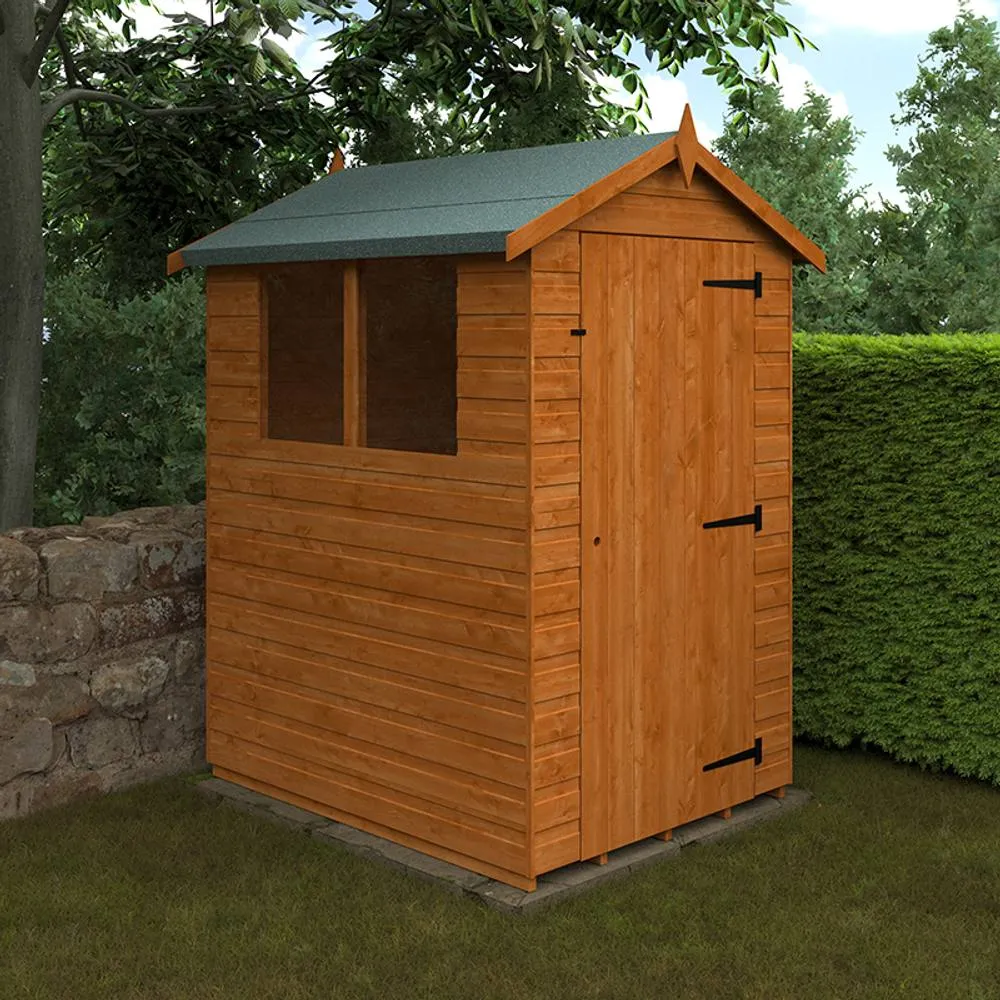 Buttercup Farm 5 x 4 Feet Super Apex 12mm Shed - Solid Wood/Softwood/Pine in Burnt Orange 2