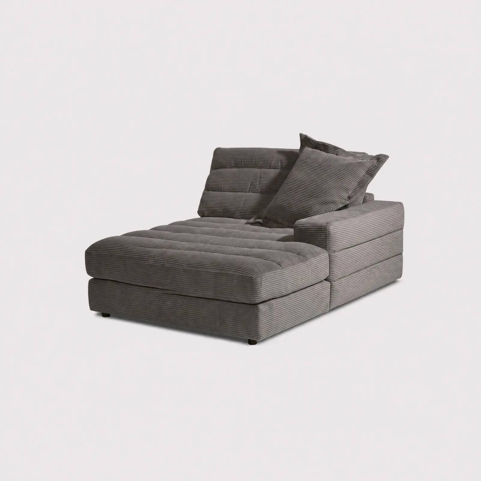 Twain Long Longchair Armrest Right Modular Sofa, Grey Fabric | Barker & Stonehouse