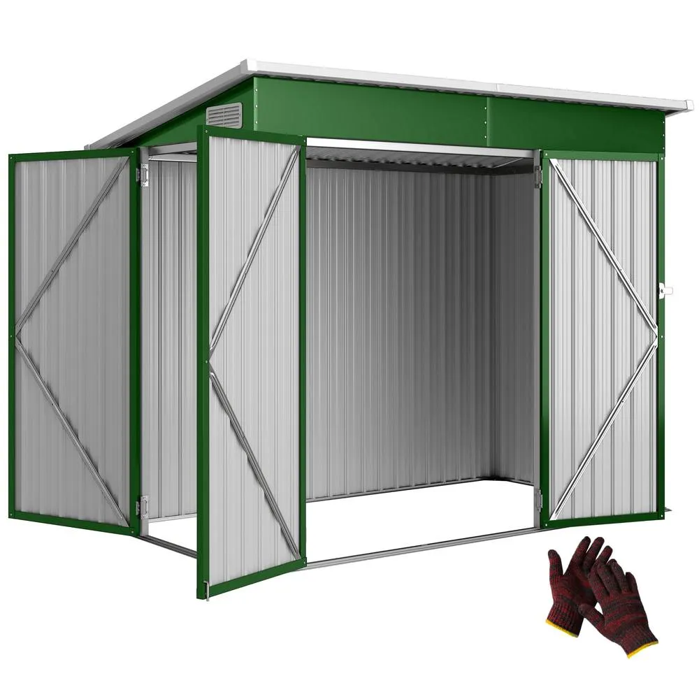 OUTSUNNY Outdoor Storage Shed, 7.5 x 4.3ft Metal Garden Shed in Green 2