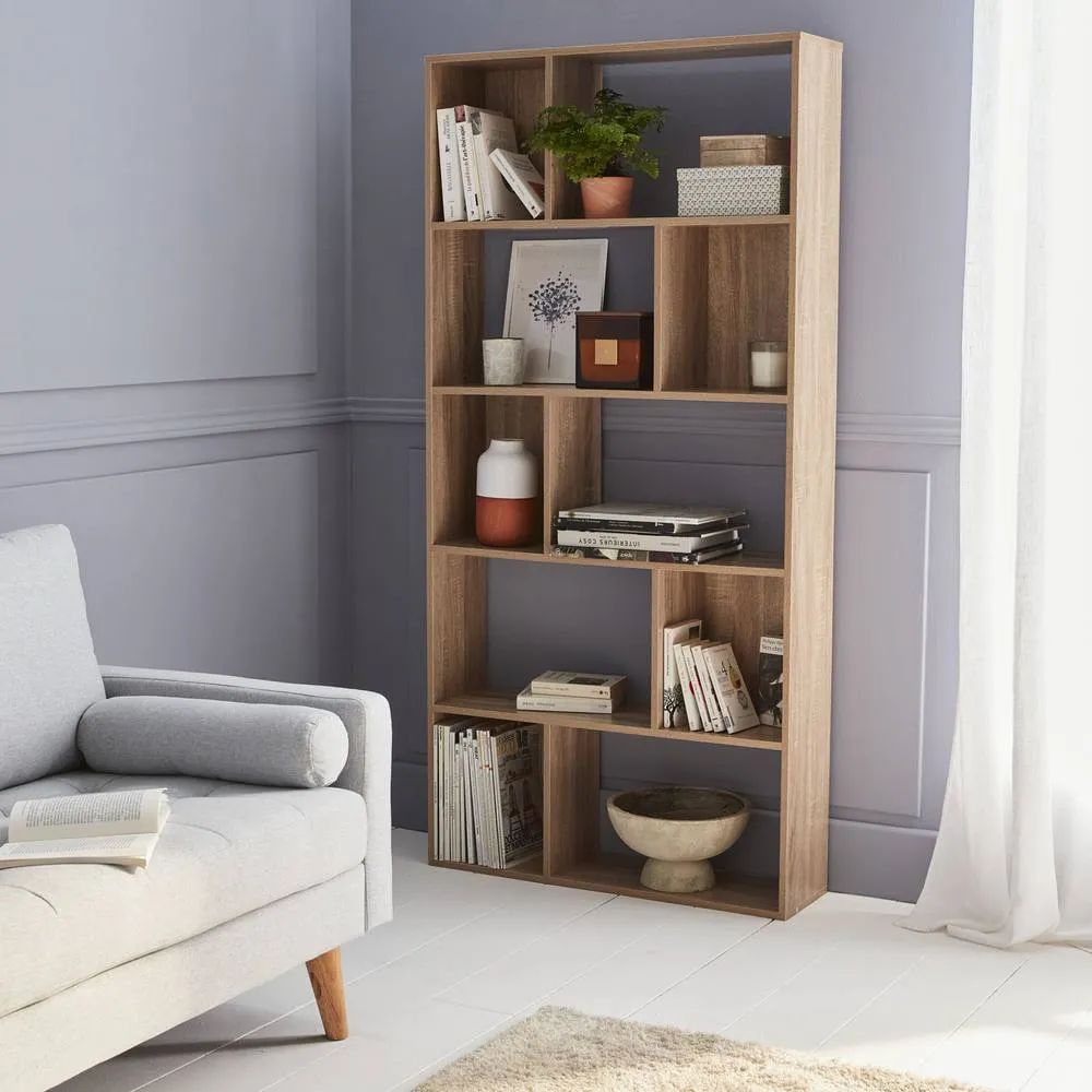 sweeek 5-shelf Bookcase With 10 Compartments in Light Brown 4