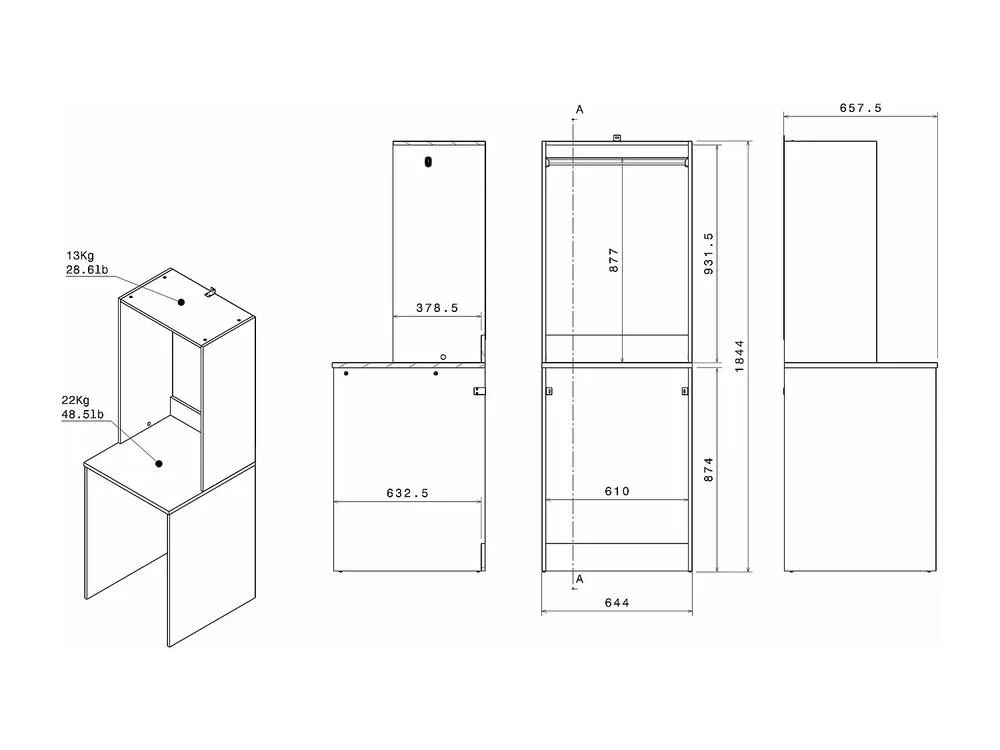 Vente-unique Washing Machine Unit With Hanging Rail & Cupboards - Light Natural in Light Oak 6