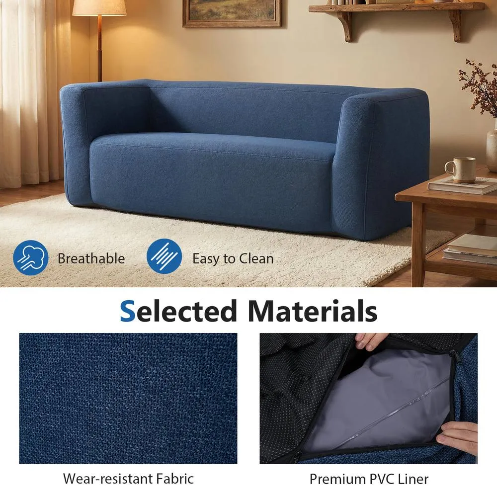 Costway Double Inflatable Couch Portable Blow Up Sofa with Detachable Cover in Blue 3