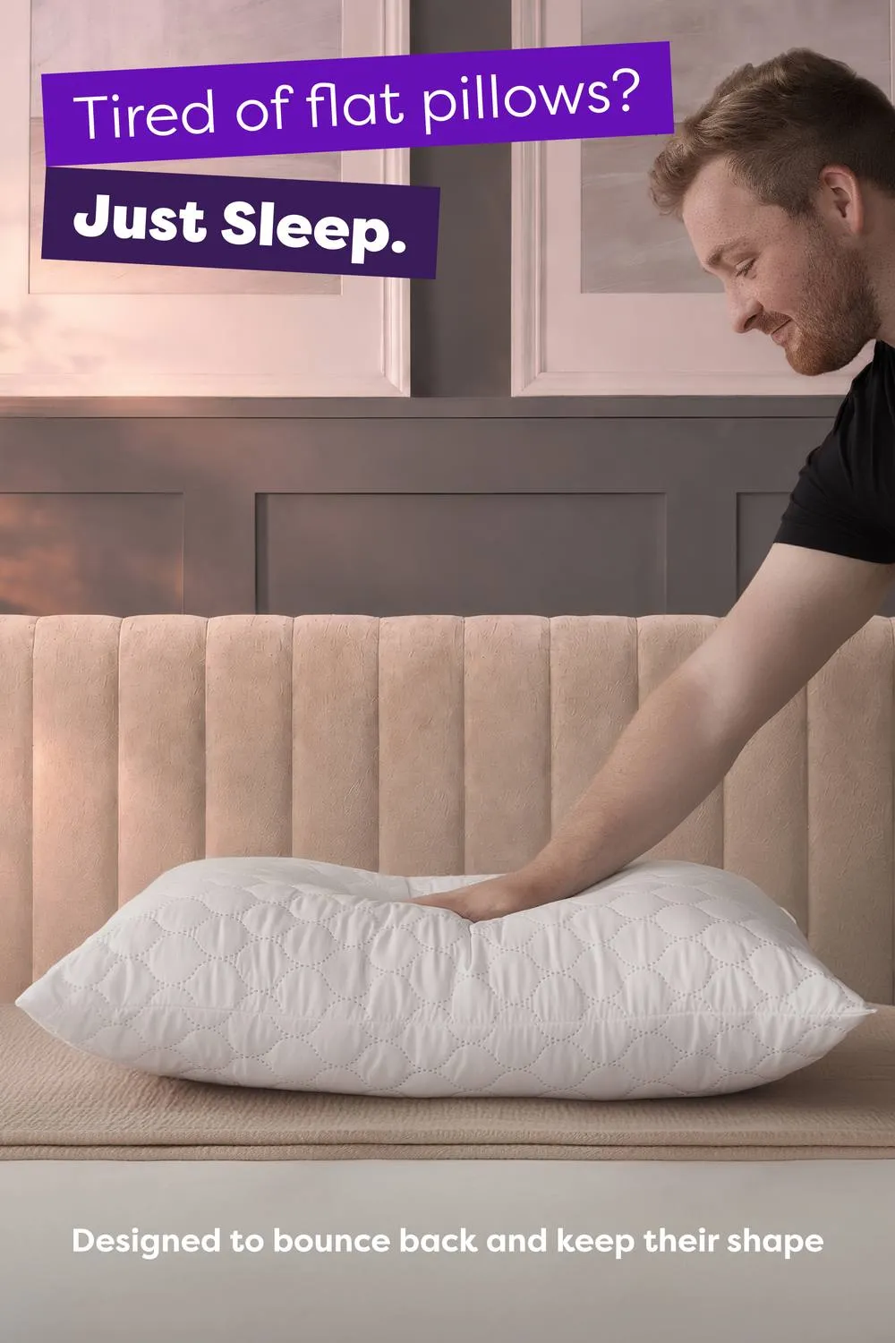 Slumberdown 4 Pack Just Sleep Firm Support Side Sleeper Pillows in White 4