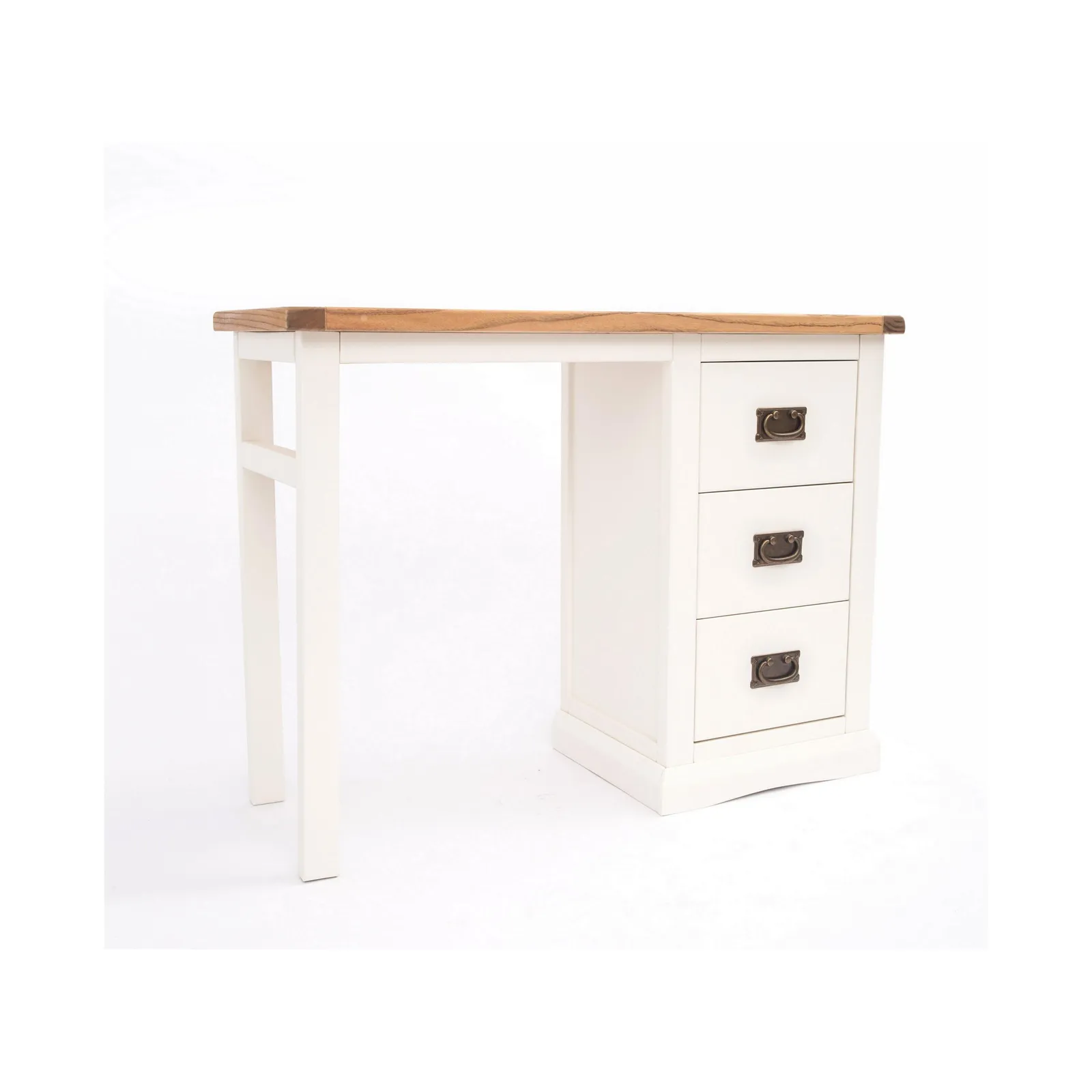 Cabinet Bits Cosenza 3 Drawer Desk - Dressing Table Brass Drop Handle in Off-White 2
